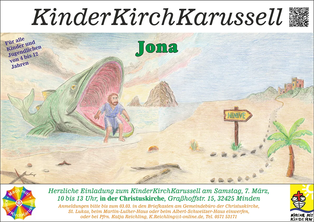 Dies ist die Einladung zum KinderKirchKarussell, das am 29.11.25 im Albert-Schweitzer-Haus stattfinden wird. 