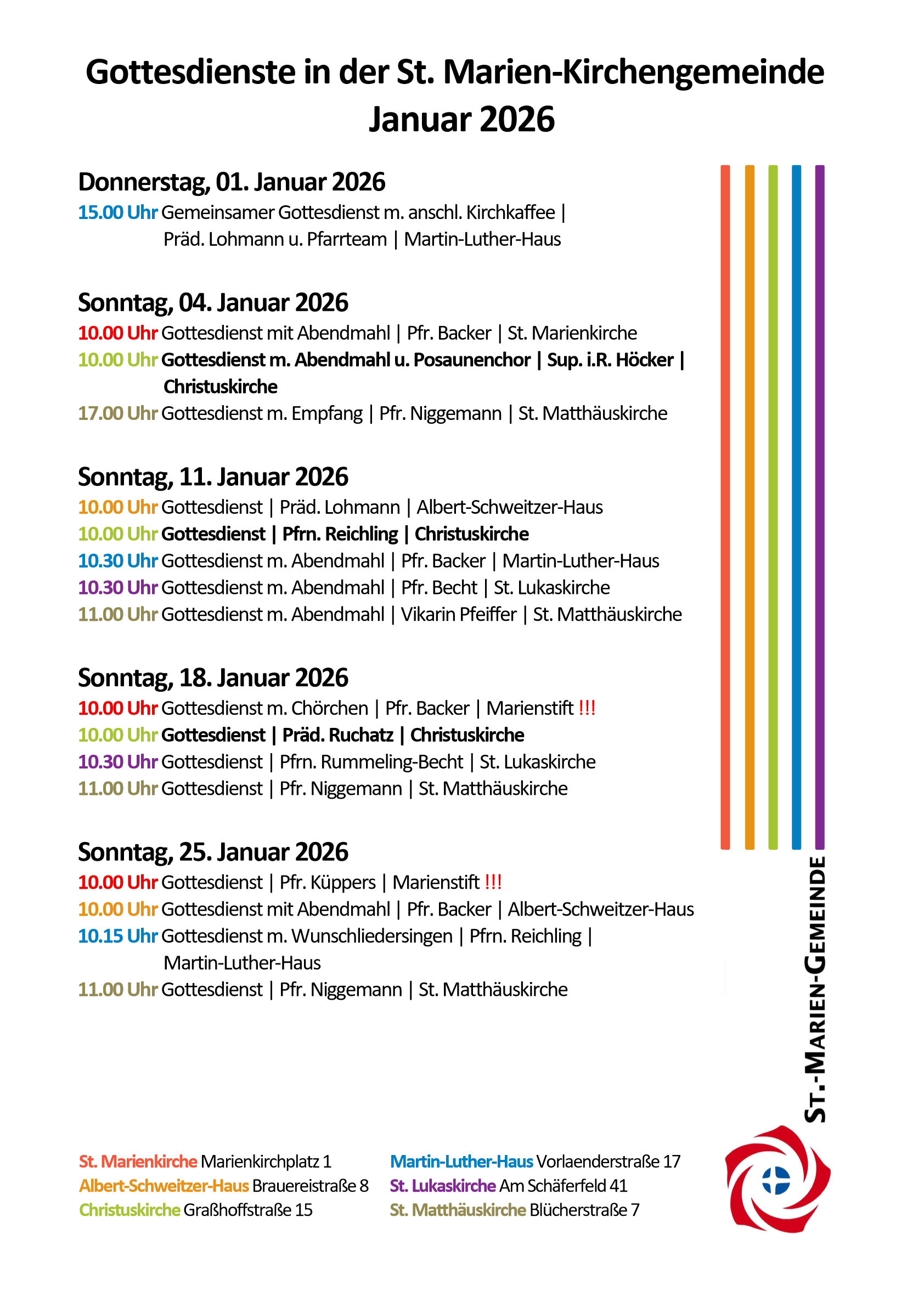 Gottesdienste Weihnachten / Silvester