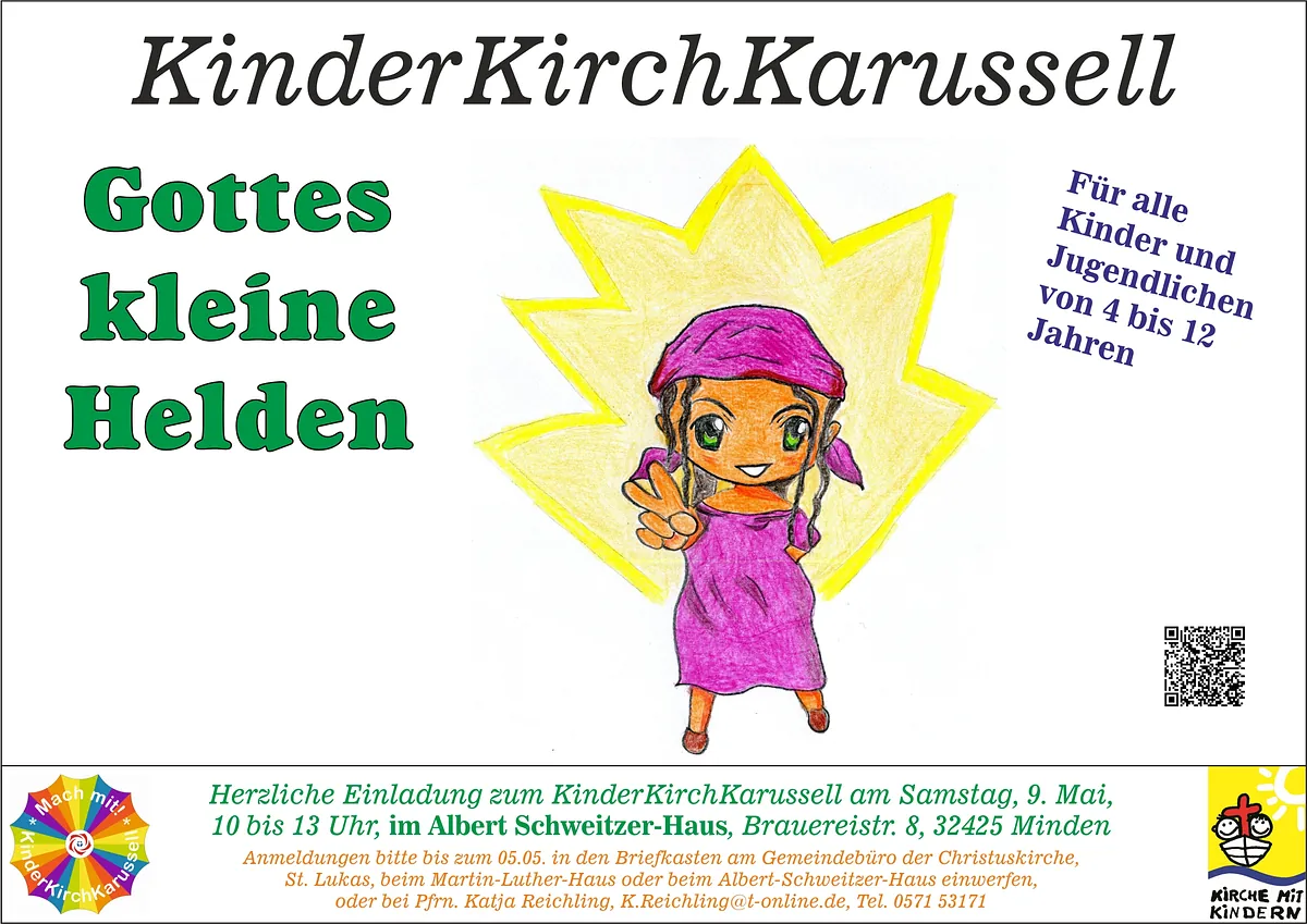 Dies ist die Einladung zum KinderKirchKarussell, das am 29.11.25 im Albert-Schweitzer-Haus stattfinden wird. 