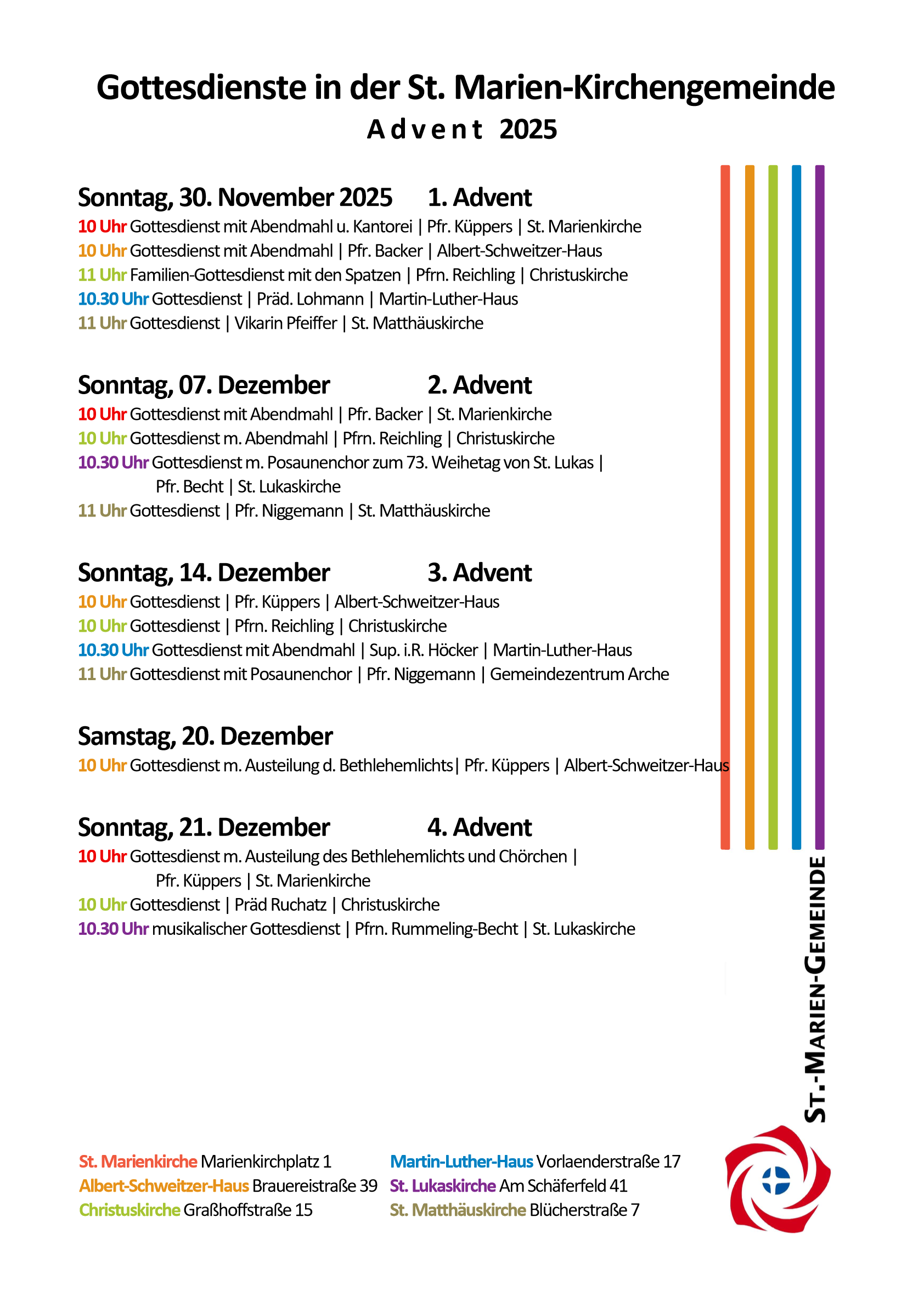 Gottesdienste im Advent